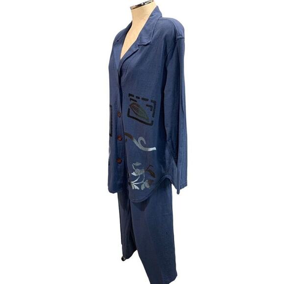 Size 14W Piccalino Plus Women's 2 Piece Outfit 1980s Vintage Pants Top Cotton - Picture 3 of 8